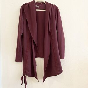 NM Neiman Marcus Drape Front Cardigan Burgundy Maroon‎ Cotton Blend Small